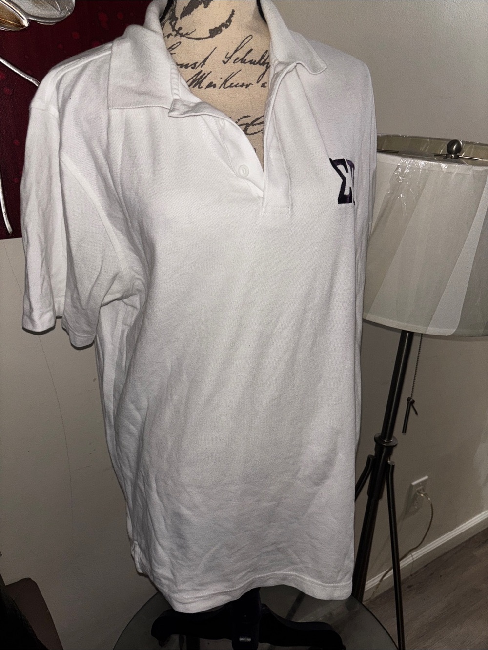 Port Authority White Polo with Navy Embroidered Logo